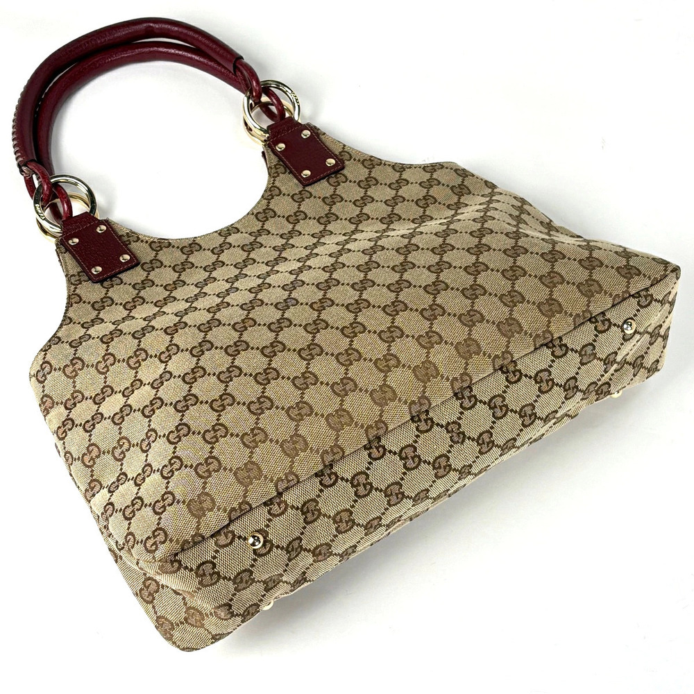Gucci beige red Shoulder bag Hobo One canvas handbag tote GG